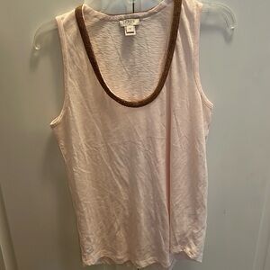 J Crew Tank Light Pink Gold Trimmed Neck XS